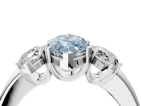 White gold Three-Stone Fancy Blue Marquise Cut Cut Diamond Ring with Channel Set Band and Four-Prong Setting_4