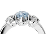 White gold Three-Stone Fancy Blue Marquise Cut Cut Diamond Ring with Channel Set Band and Four-Prong Setting_4