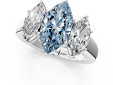 White gold Three-Stone Fancy Blue Marquise Cut Cut Diamond Ring with Prong Setting and Classic Band_1