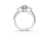 White gold Three-Stone Fancy Blue Marquise Cut Cut Diamond Ring with Trillion Side Stones and Four-Prong Setting_14