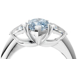 White gold Three-Stone Fancy Blue Marquise Cut Cut Diamond Ring with Trillion Side Stones and Four-Prong Setting_15