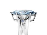 White gold Three-Stone Fancy Blue Marquise Cut Cut Diamond Ring with Trillion Side Stones on a Split Shank Band_5