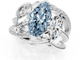 White gold Three-Stone Fancy Blue Marquise Cut Cut Diamond Split Shank Prong Set Ring_13