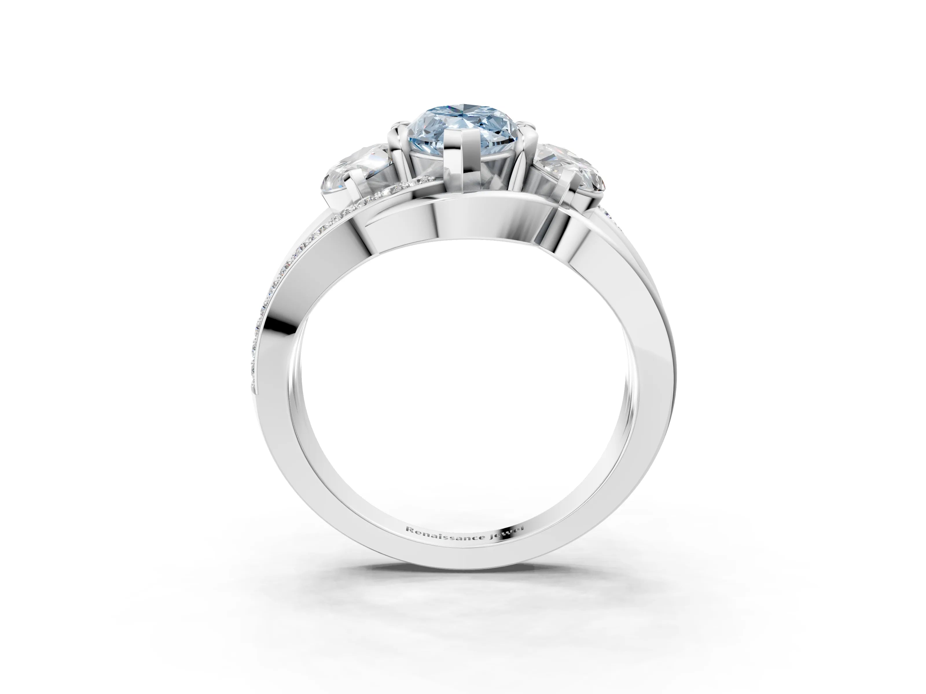 White gold Three-Stone Fancy Blue Marquise Cut Cut Diamond Split Shank Prong Set Ring_15