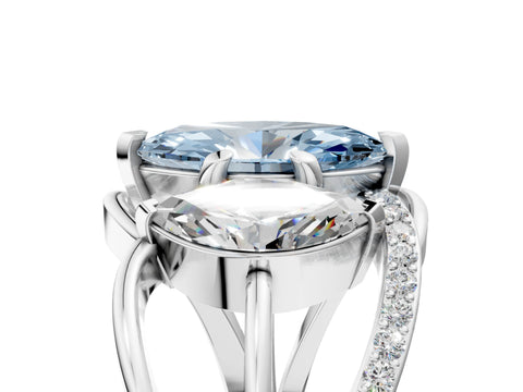 White gold Three-Stone Fancy Blue Marquise Cut Cut Diamond Split Shank Prong Set Ring_17