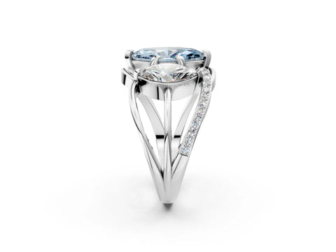 White gold Three-Stone Fancy Blue Marquise Cut Cut Diamond Split Shank Prong Set Ring_2