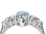 White gold Three-Stone Fancy Blue Marquise Cut Cut Milgrain Band Prong Setting Ring_4