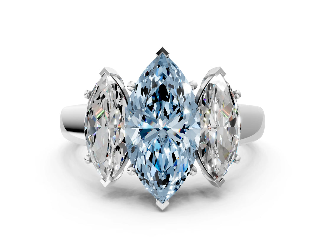 White gold Three-Stone Fancy Blue Marquise Cut Cut Solitaire Ring with Classic Prong Setting_12