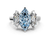 White gold Three-Stone Fancy Blue Marquise Cut Cut Solitaire Ring with Classic Prong Setting_12