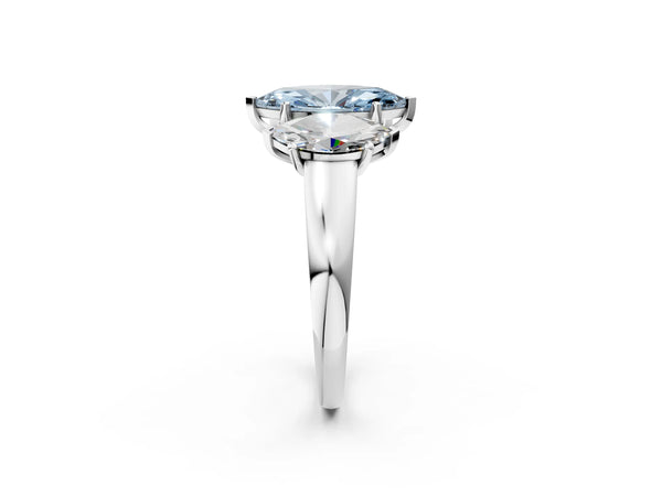 White gold Three-Stone Fancy Blue Marquise Cut Cut Solitaire Ring with Classic Prong Setting