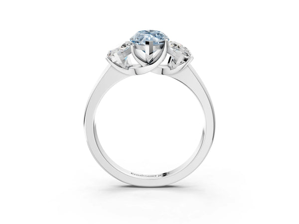 White gold Three-Stone Fancy Blue Marquise Cut Cut Solitaire Ring with Classic Prong Setting