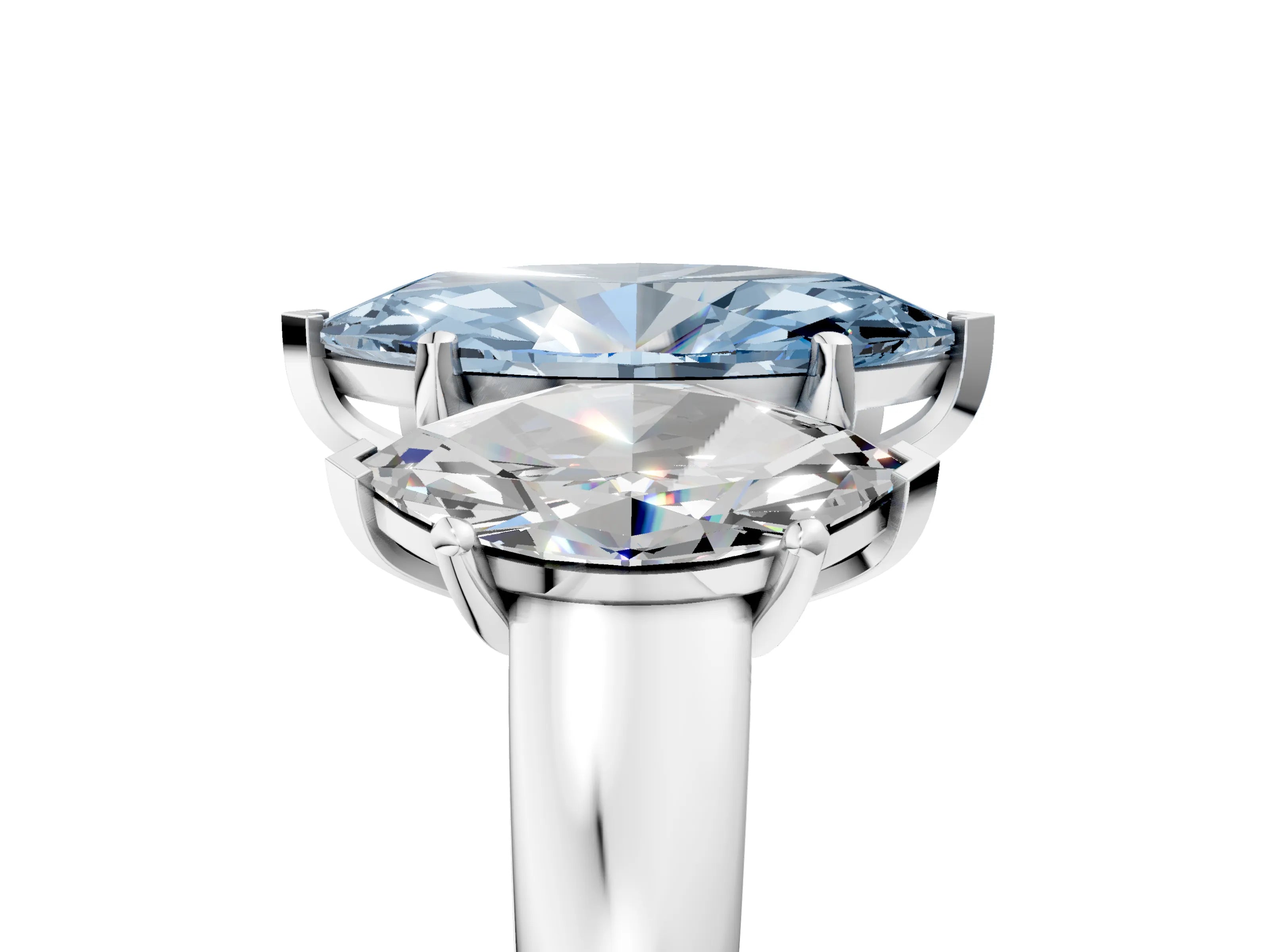 White gold Three-Stone Fancy Blue Marquise Cut Cut Solitaire Ring with Classic Prong Setting_17