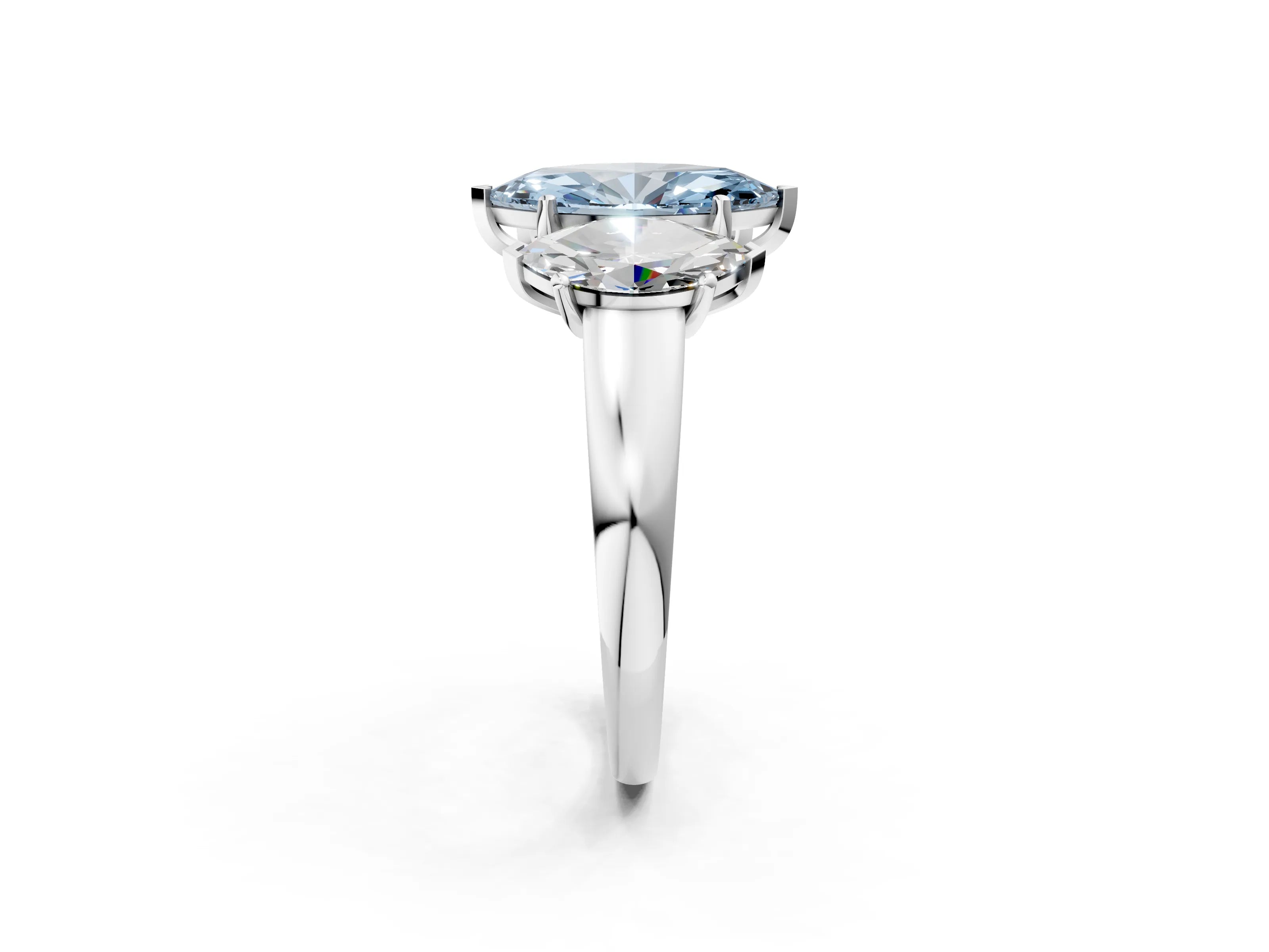 White gold Three-Stone Fancy Blue Marquise Cut Cut Solitaire Ring with Classic Prong Setting_2