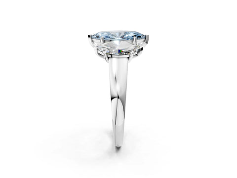 White gold Three-Stone Fancy Blue Marquise Cut Cut Solitaire Ring with Classic Prong Setting_2