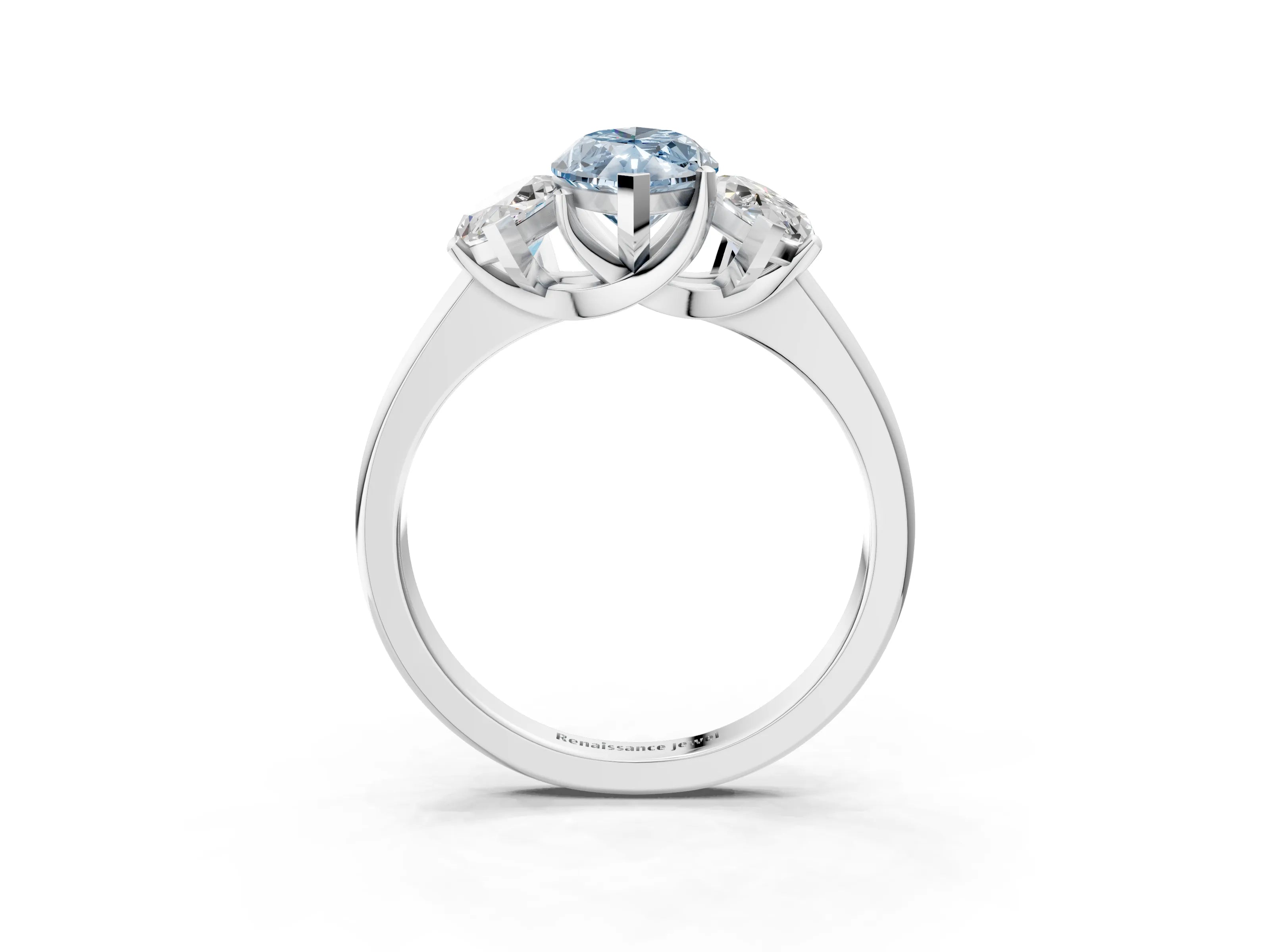 White gold Three-Stone Fancy Blue Marquise Cut Cut Solitaire Ring with Classic Prong Setting_3