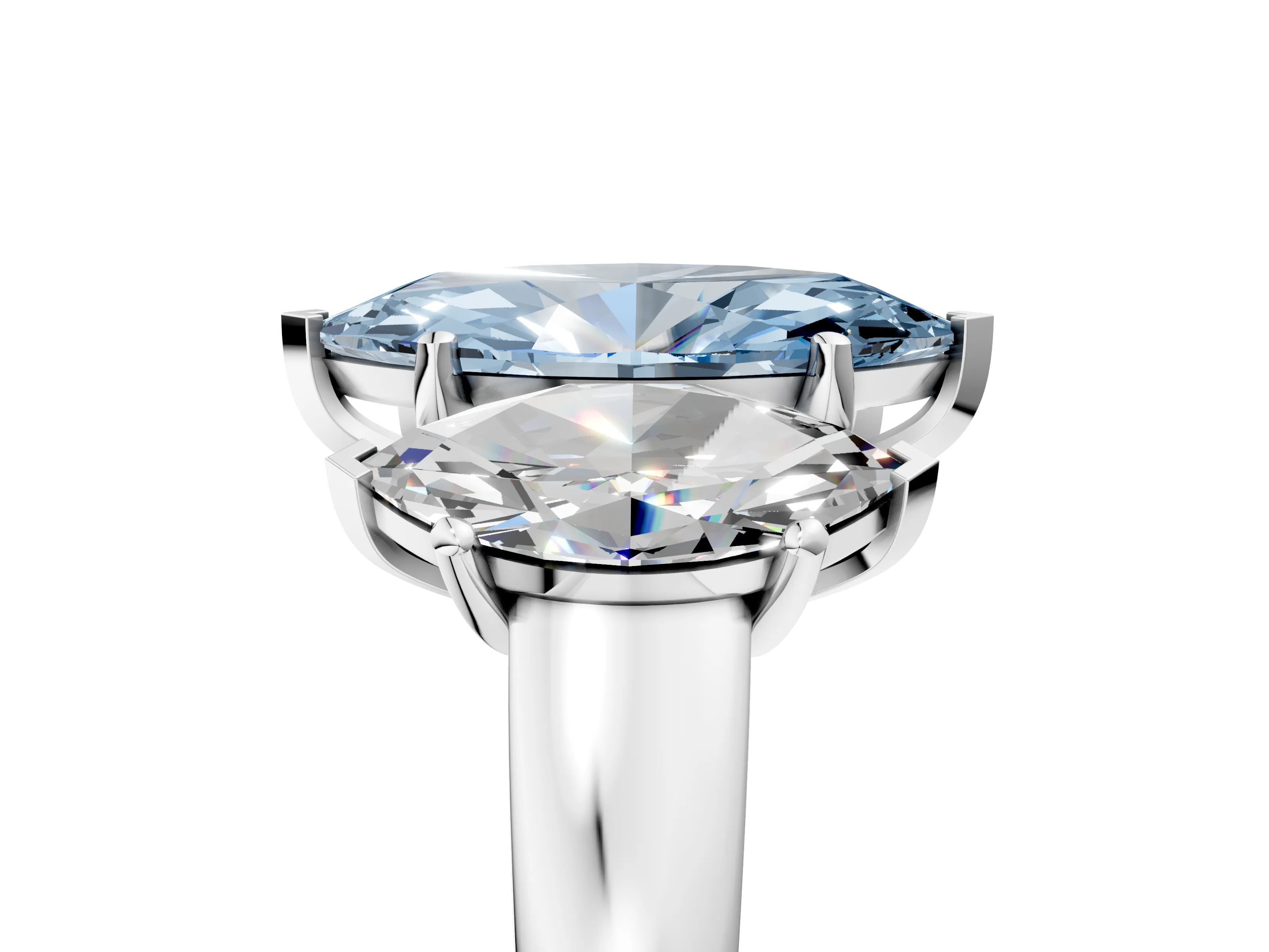 White gold Three-Stone Fancy Blue Marquise Cut Cut Solitaire Ring with Classic Prong Setting_5