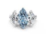 White gold Three-Stone Fancy Blue Marquise Cut Diamond Braided Band Ring with Four-Prong Setting_32