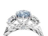 White gold Three-Stone Fancy Blue Marquise Cut Diamond Braided Band Ring with Four-Prong Setting_36