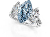 White gold Three-Stone Fancy Blue Marquise Cut Diamond Braided Band Ring with Four-Prong Setting_53