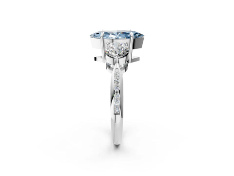 White gold Three-Stone Fancy Blue Marquise Cut Diamond Channel Set Engagement Ring with Prong Setting_14