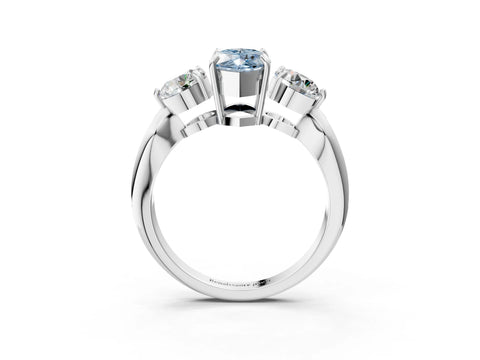 White gold Three-Stone Fancy Blue Marquise Cut Diamond Channel Set Engagement Ring with Prong Setting_15