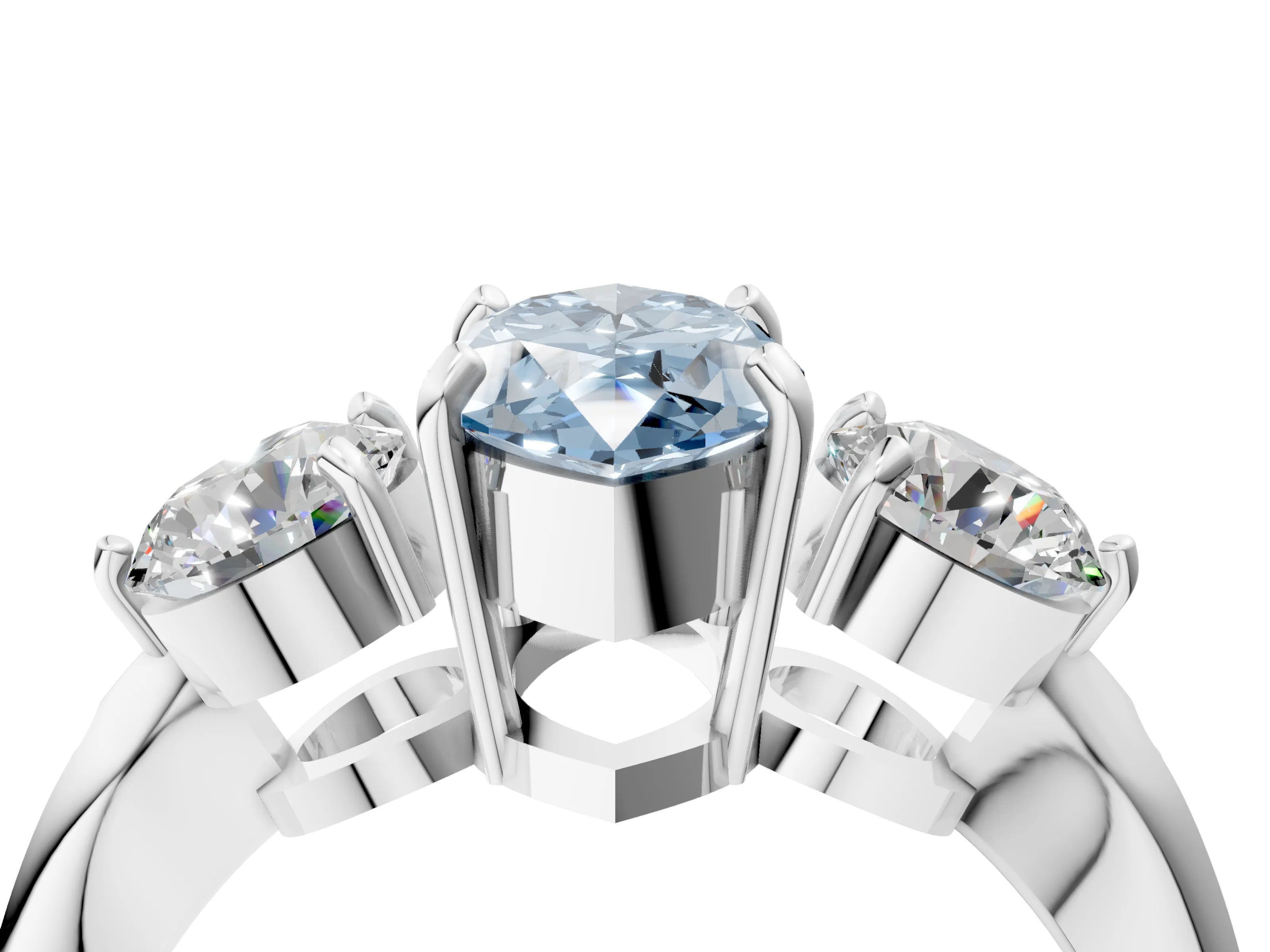 White gold Three-Stone Fancy Blue Marquise Cut Diamond Channel Set Engagement Ring with Prong Setting_16