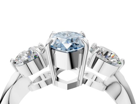 White gold Three-Stone Fancy Blue Marquise Cut Diamond Channel Set Engagement Ring with Prong Setting_16