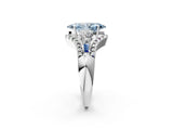 White gold Three-Stone Fancy Blue Marquise Cut Diamond Engagement Ring with Pave Band and Prong Setting_14