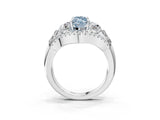 White gold Three-Stone Fancy Blue Marquise Cut Diamond Engagement Ring with Pave Band and Prong Setting_3
