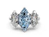 White gold Three-Stone Fancy Blue Marquise Cut Diamond Engagement Ring with Prong Setting_15