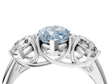White gold Three-Stone Fancy Blue Marquise Cut Diamond Engagement Ring with Prong Setting_19