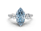 White gold Three-Stone Fancy Blue Marquise  Cut Diamond Pavé Band with Four-Prong Setting_28
