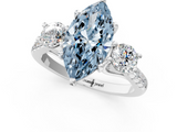 White gold Three-Stone Fancy Blue Marquise  Cut Diamond Pavé Band with Four-Prong Setting_29