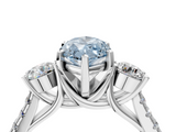 White gold Three-Stone Fancy Blue Marquise  Cut Diamond Pavé Band with Four-Prong Setting_32