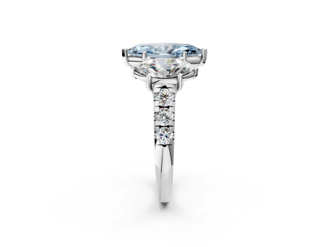 White gold Three-Stone Fancy Blue Marquise Cut Diamond Pavé Band with Prong Setting_14