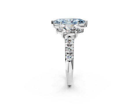 White gold Three-Stone Fancy Blue Marquise Cut Diamond Pavé Band with Prong Setting_2