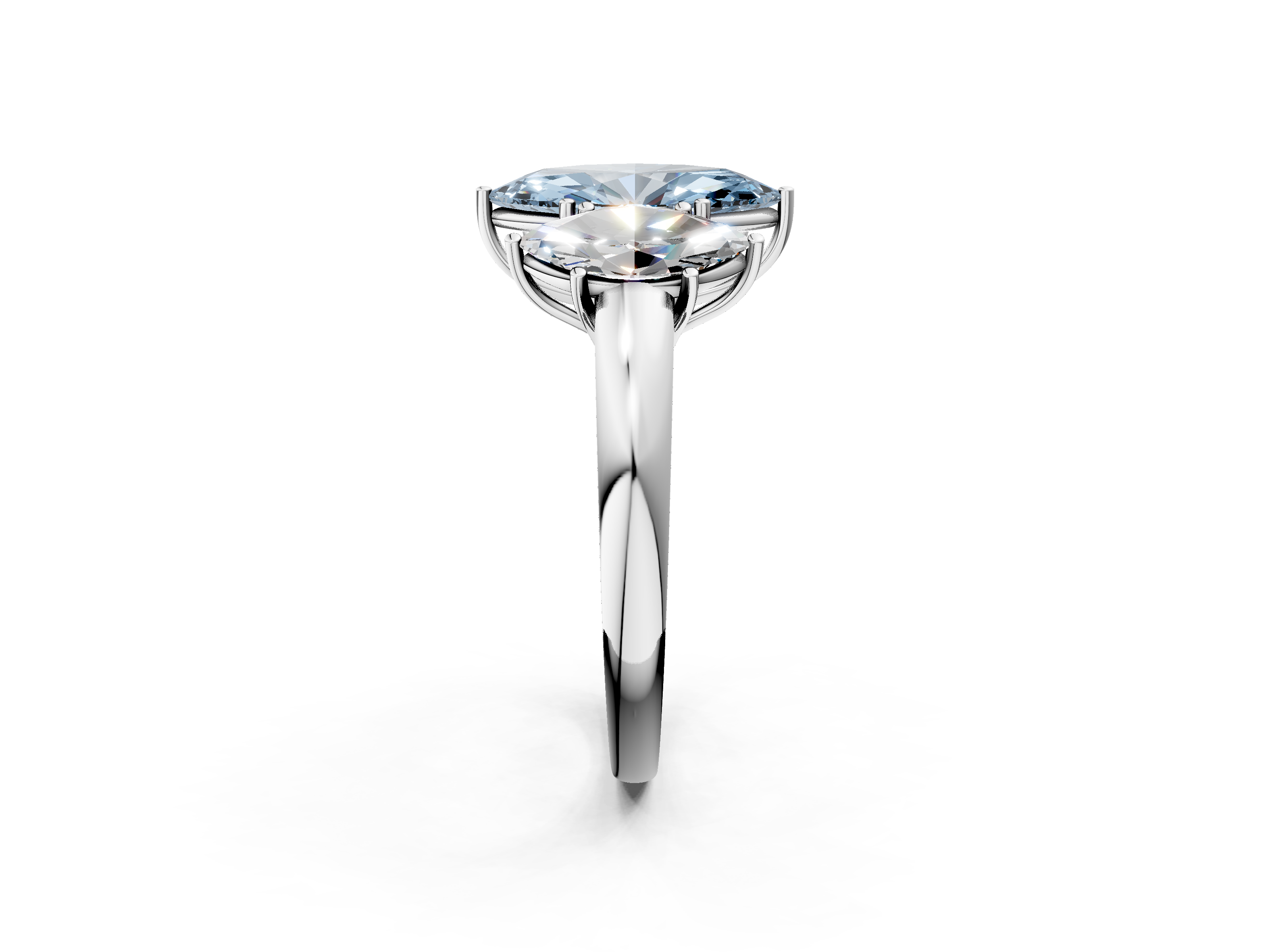 White gold Three-Stone Fancy Blue Marquise  Cut Diamond Ring with Channel-Set Band and Four-Prong Setting_63