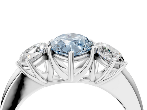 White gold Three-Stone Fancy Blue Marquise  Cut Diamond Ring with Channel-Set Band and Four-Prong Setting_65