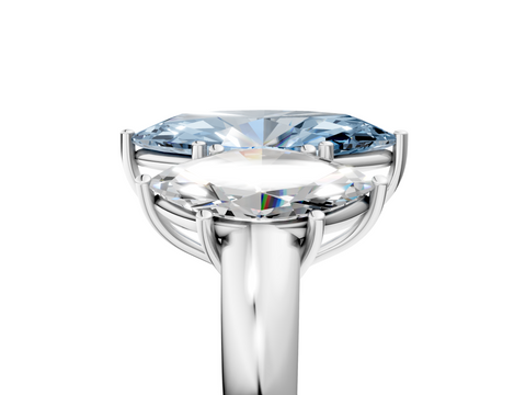 White gold Three-Stone Fancy Blue Marquise  Cut Diamond Ring with Channel-Set Band and Four-Prong Setting_66