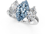 White gold Three-Stone Fancy Blue Marquise  Cut Diamond Ring with Channel-Set Band and Four-Prong Setting_79