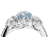 White gold Three-Stone Fancy Blue Marquise Cut Diamond Ring with Pavé Band and Prong Setting_105