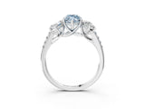 White gold Three-Stone Fancy Blue Marquise Cut Diamond Ring with Pavé Band and Prong Setting_114
