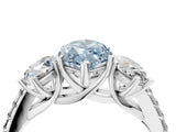 White gold Three-Stone Fancy Blue Marquise Cut Diamond Ring with Pavé Band and Prong Setting_115