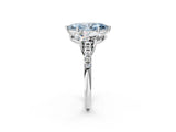 White gold Three-Stone Fancy Blue Marquise Cut Diamond Ring with Pavé Band and Prong Setting_119