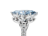 White gold Three-Stone Fancy Blue Marquise Cut Diamond Ring with Pavé Band and Prong Setting_122