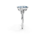 White gold Three-Stone Fancy Blue Marquise Cut Diamond Ring with Pavé Band and Prong Setting_125