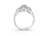 White gold Three-Stone Fancy Blue Marquise Cut Diamond Ring with Pavé Band and Prong Setting_126