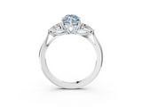 White gold Three-Stone Fancy Blue Marquise  Cut Diamond Ring with Pear Side Stones in Four-Prong Setting_111