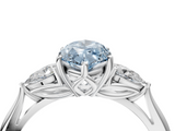 White gold Three-Stone Fancy Blue Marquise  Cut Diamond Ring with Pear Side Stones in Four-Prong Setting_112