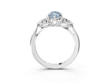 White gold Three-Stone Fancy Blue Marquise Cut Diamond Ring with Pear  Side Stones in Four-Prong Setting_15